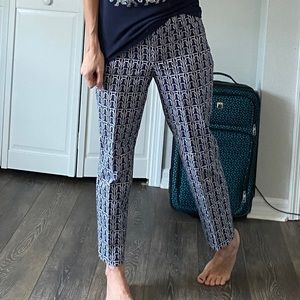 J Crew Navy & White Café Capri Pant w/Rope Design